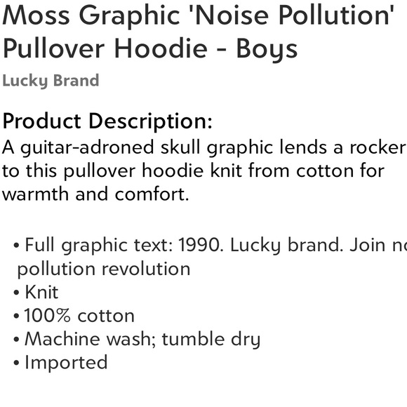 Lucky Brand long sleeve T hoodie olive green with skull guitar screen print - Picture 6 of 6